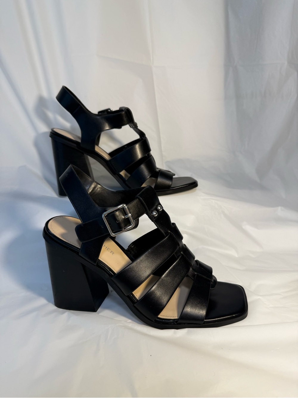 Marc Fisher Black Strappy Gladiator Slingback Heels